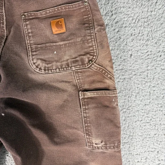Carhartt Double Knee Jeans 32x29 Faded Thrashed Distressed Paint Splatter